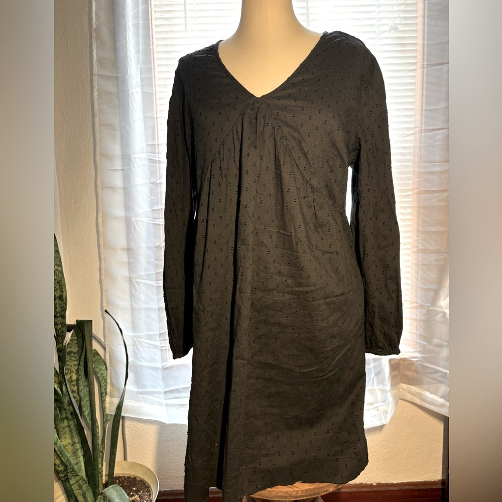 Black long sleeve midi dress